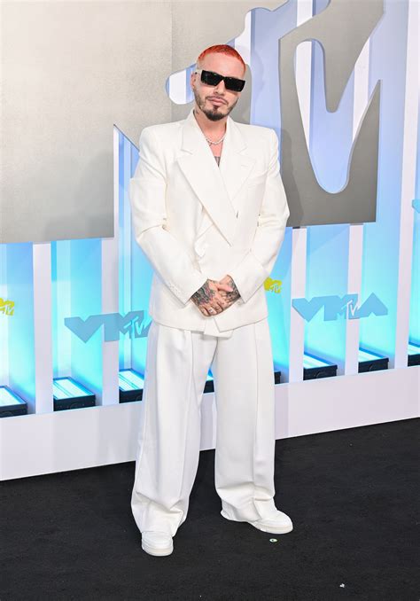 J Balvin Gleams in White Wool Louis Vuitton Suit at .